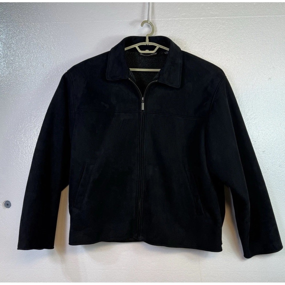WEATHERPROOF Mens Sz XXL WPL 11590 Black Faux Suede Fleece Lined Jacket